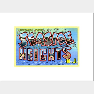 Greetings from Seaside Heights, New Jersry - Vintage Large Letter Postcard Posters and Art